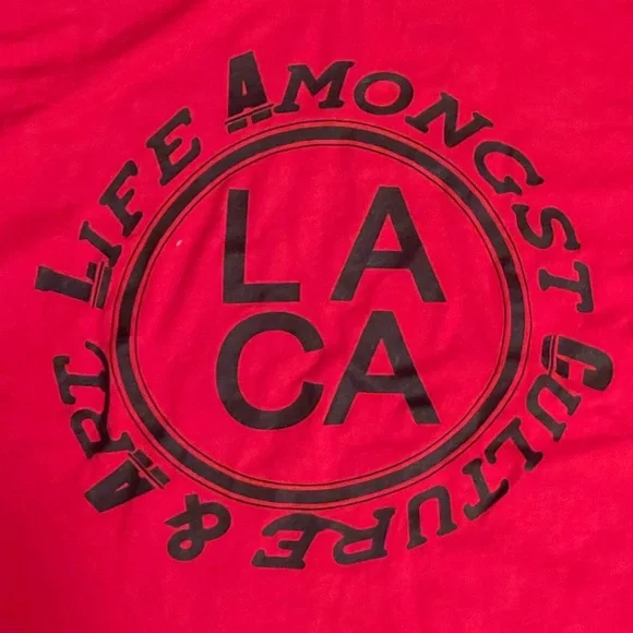 LACA Red Live Among Culture & Art Gilden Dry Blend Cotton & Polyester Tee - Picture 4 of 7